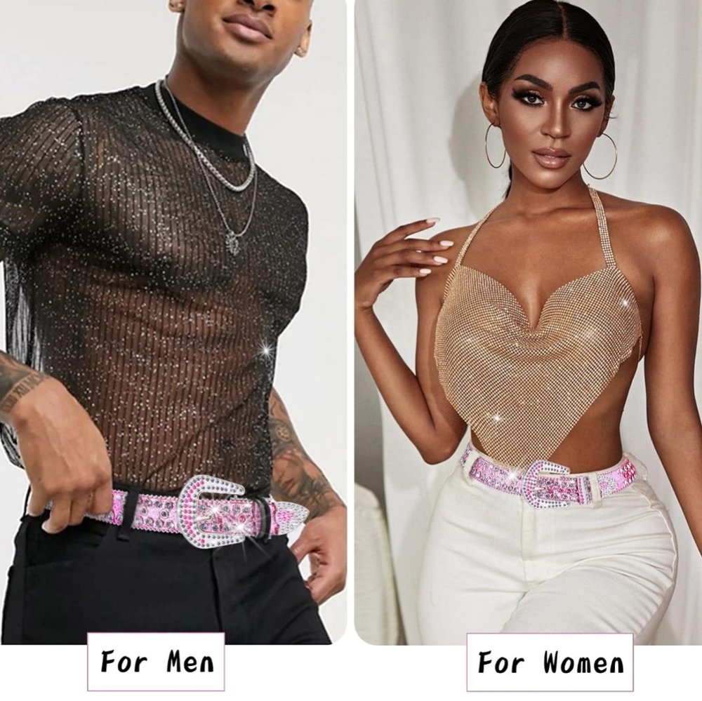 Pink Rhinstone belt/Unisex - Picture 5 of 6